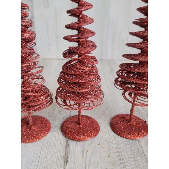 Glitter red star pine tree xmas Home decor metal - Picture 7 of 10